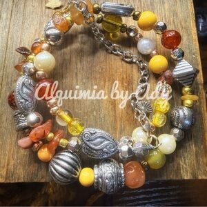 Carnelian and agate western layered wrap around bracelet